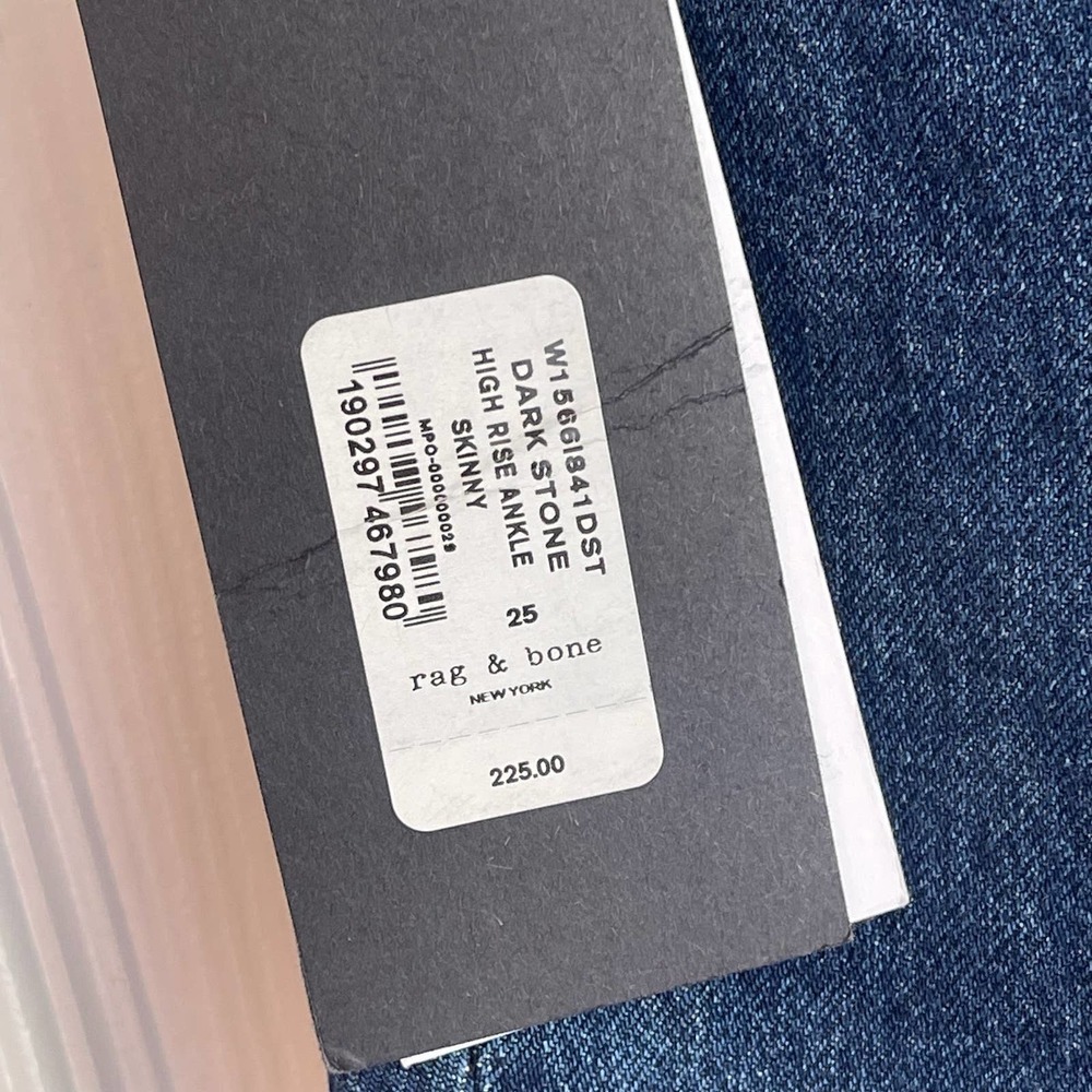 Rag & Bone High Rise Ankle Skinny Dark Stone Jeans Size 25 NWT - Picture 11 of 12